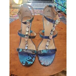 Thalia sodi playa Strappy High Heels Snake Pattern Size 8.5M
